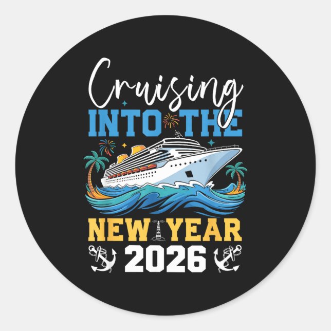 Sticker Rond Cruising Into The New Year 2026 Matching Family Ho (Devant)