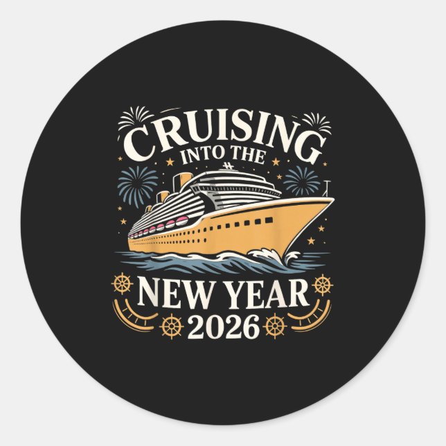 Sticker Rond Cruising Into The New Year 2026 Party Vacation Tee (Devant)