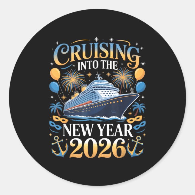 Sticker Rond Cruising Into The New Year 2026 Vacation Design  (Devant)