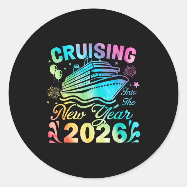 Sticker Rond Cruising My Way Into 2026 Happy New Year Anchor Fa (Devant)