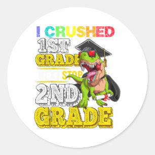 Sticker Rond Crusé 1ère année Prochaine étape 2e année Dinosaur