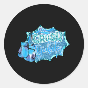 Sticker Rond Crush Diabetes Blue Boxer Gants Diabète Sensiene