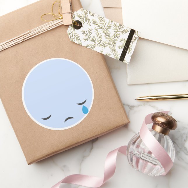 Sticker Rond Cry Sad Emoji (Cadeaux)