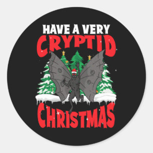 Sticker Rond Cryptide Noël Cryptozoologie Merry Mothmas Moth