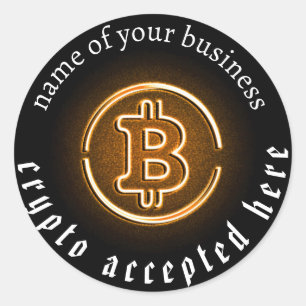 Sticker Rond Crypto paiements acceptés porte jusqu'à btc