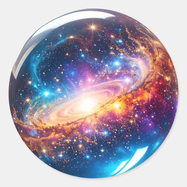 Sticker Rond Crystal Ball - Je Vois Un Événement Cosmique Dans  (Devant)