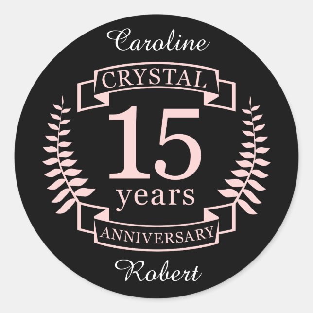 Sticker Rond Crystal mariage anniversaire 15 ans (Devant)