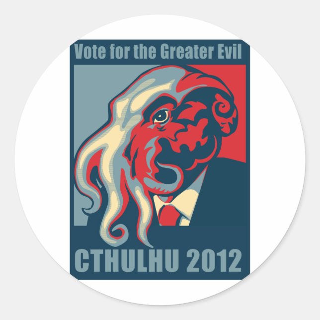 Sticker Rond Cthulhu à la présidence - 2012 (Devant)