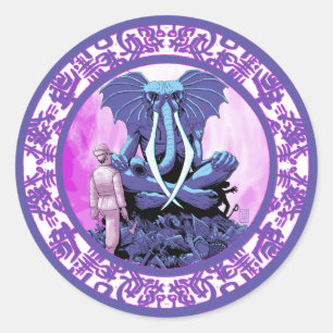 Sticker Rond Cthulhu Chaugnar Faugn Lovecraftian