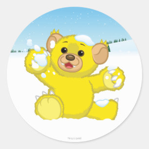 Sticker Rond Cub Fluffy Jaune