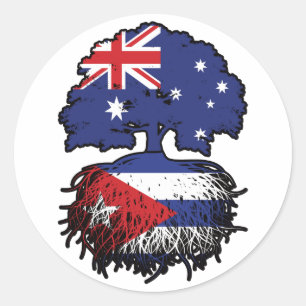 Sticker Rond Cuba Australie Australie Australie drapeau des rac
