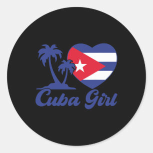 Sticker Rond Cuba - Drapeau de fille cubaine Cubanita Patrimoin