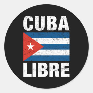 Sticker Rond Cuba Libre Libérer Cuba Drapeau cubain