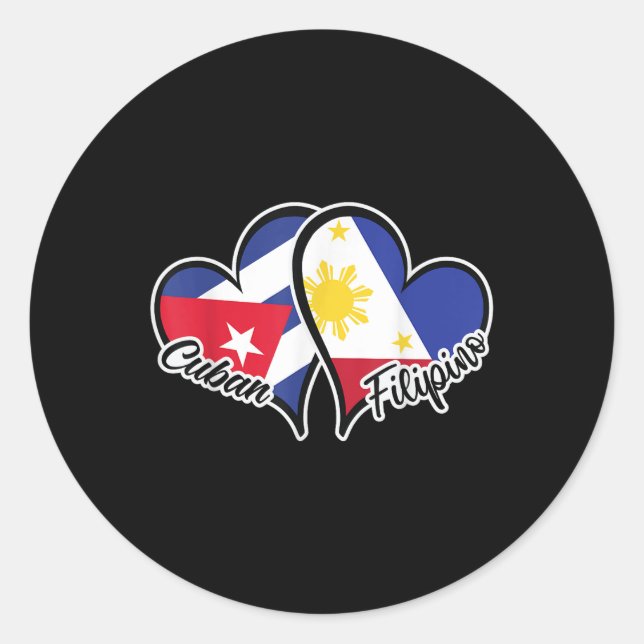 Sticker Rond Cuba Philippines Drapeau Coeur moitié Cubain demi  (Devant)