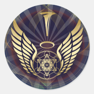 Sticker Rond Cube angélique en Merkaba-Metatron