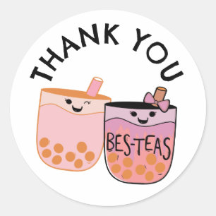 Sticker Rond Cube Bubble Tea Boba Anniversaire Bestie