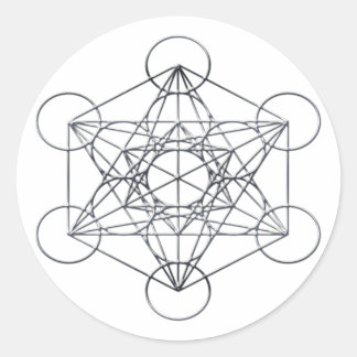 Sticker Rond Cube de métal argenté Metatron