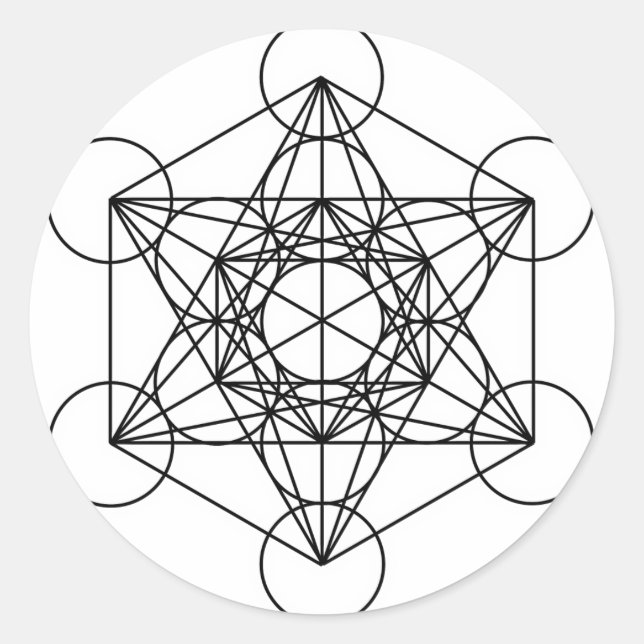 Sticker Rond Cube de Metatron (blanc) (Devant)