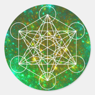 Sticker Rond Cube de Metatron, Géométrie Sacrée, Symbole Spirit
