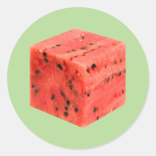 Sticker Rond Cube d'origine frais de pastèque rouge sucrée