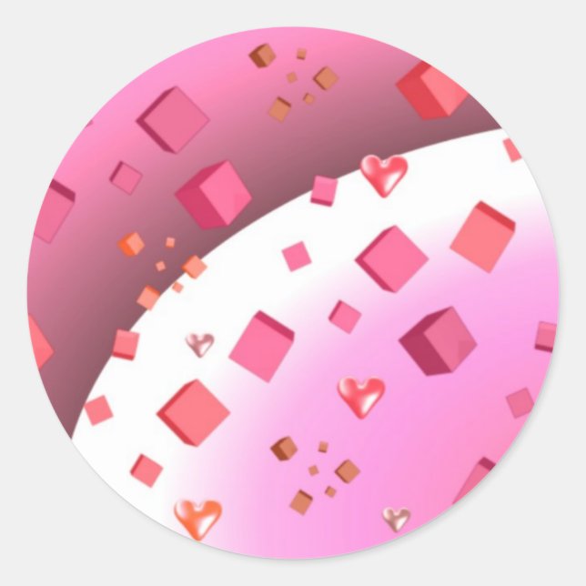 Sticker Rond Cubes et cœurs flottants (Devant)