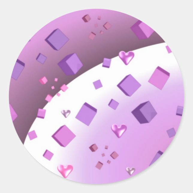 Sticker Rond Cubes et coeurs flottants (Devant)