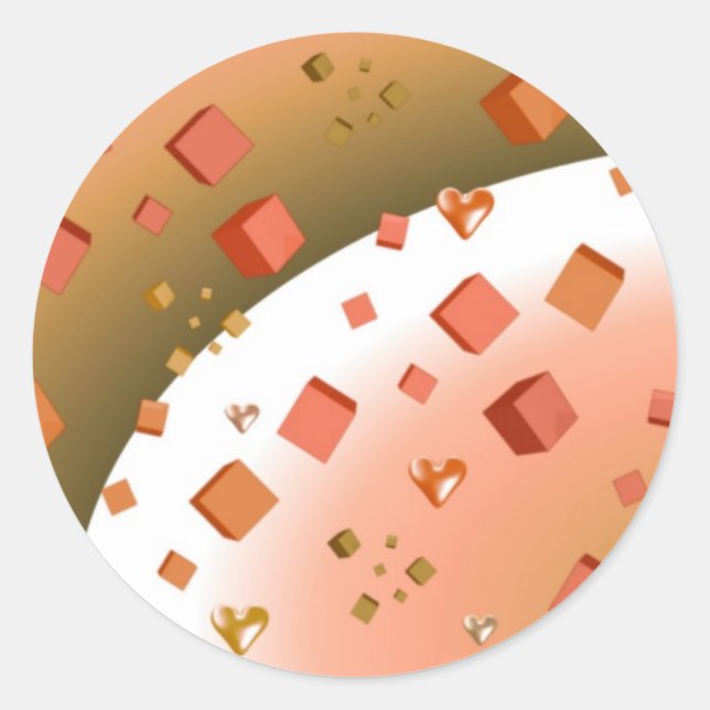 Sticker Rond Cubes et coeurs flottants (Devant)
