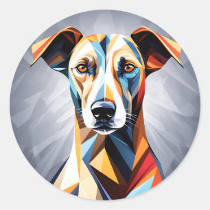 Sticker Rond Cubiste moderne géométrique Chien Whippet