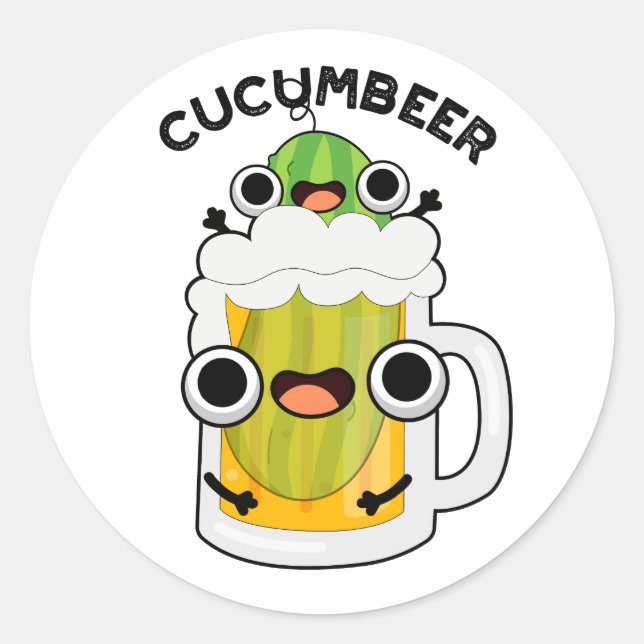 Sticker Rond Cucum-beer Funny Beer Pun (Devant)