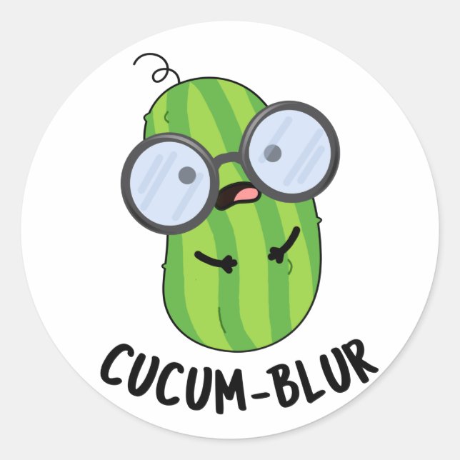 Sticker Rond Cucum-blur Funny Veggie Cucumber Pun (Devant)