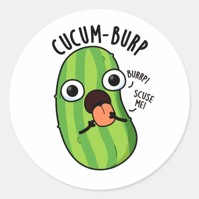 Sticker Rond Cucum-burp Blague drôle de Concombre  (Devant)