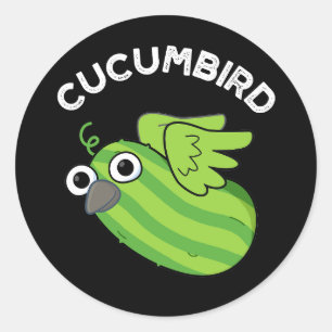 Sticker Rond Cucumbird Funny Veggie Cucumber Pun Dark BG