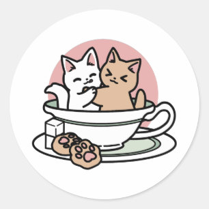 Sticker Rond Cuddin en coupe - Tea Time adorable