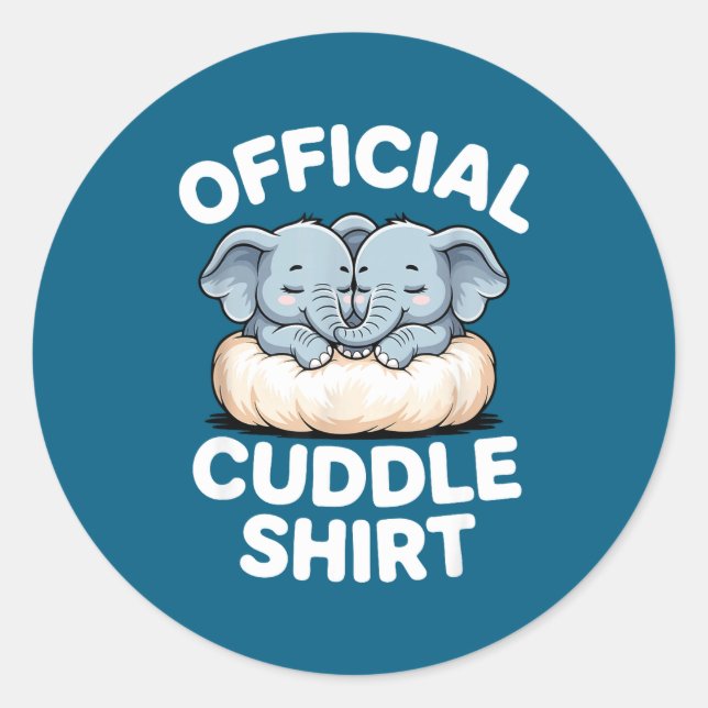 Sticker Rond Cuddle Shirt Cute Baby Elephant Snuggle  (Devant)