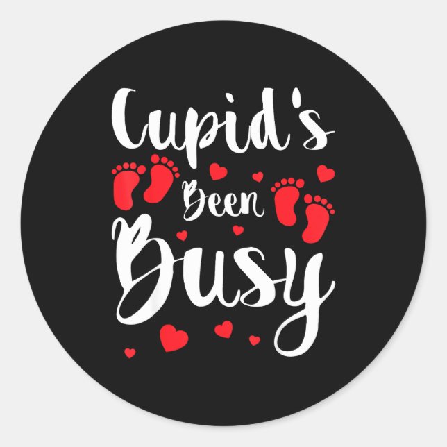 Sticker Rond Cud's Been Busy Funny Baby Reveal 2025 Valentine N (Devant)
