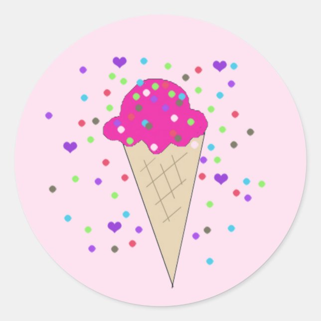 Sticker Rond Cuillerée de glace à la confettis (Devant)