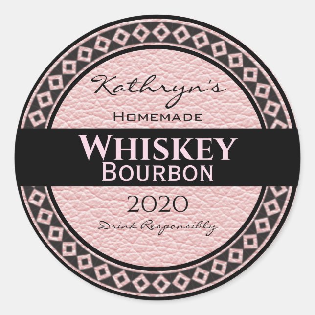 Sticker Rond Cuir rose personnalisé rond (Devant)