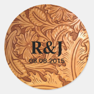 Sticker Rond cuir western rustique trop ouvragé de cowboy