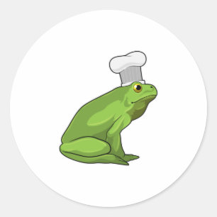 Sticker Rond Cuire la grenouille avec casquette
