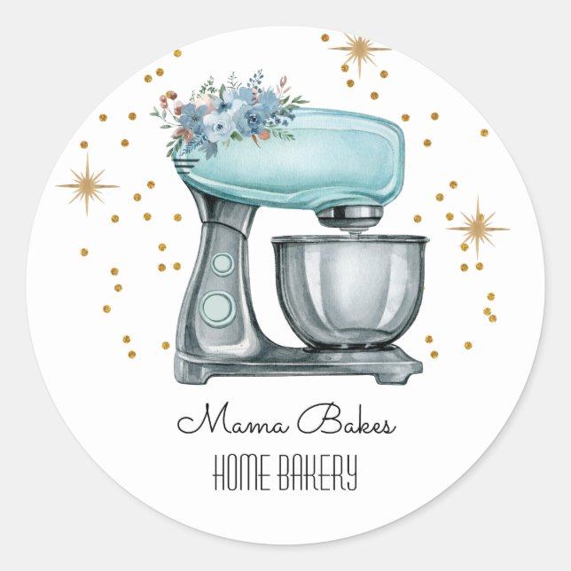Sticker Rond Cuisine à l'aquarelle Baker Chef pâtisserie (Devant)