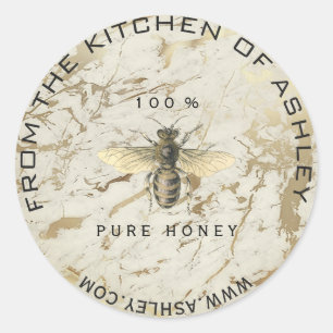 Sticker Rond Cuisine au miel maison en marbre Bee Web Sepia