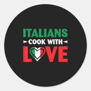 Sticker Rond Cuisine Avec Amour Chef Italien Drôles Citations