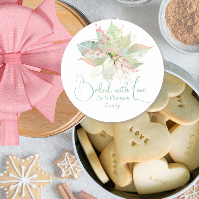 Sticker Rond Cuisiné avec amour Noël Cookie Pastel Floral (Créateur téléchargé)
