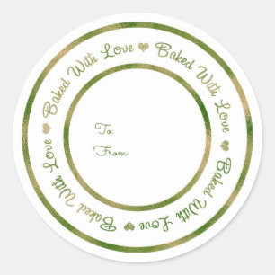 Sticker Rond Cuisiné Avec Amour Traitez Vert Brillant Glam Mode