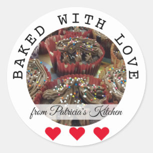 Sticker Rond Cuisiné Avec Des Cupcakes Amoureux De La Cuisine D