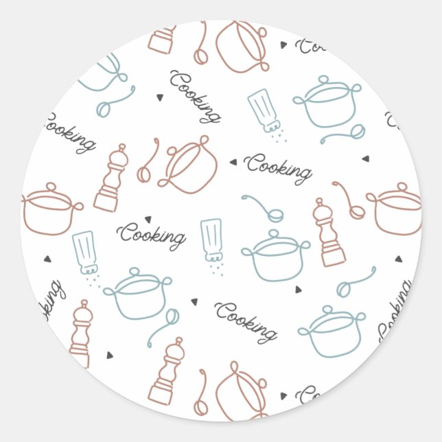 Sticker Rond Cuisine bien avec Motif d'amour (Devant)