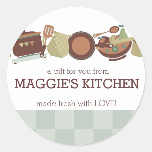 Sticker Rond Cuisine casseroles ustensiles cuisine traiteur che (Devant)