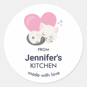 Sticker Rond Cuisine couchage Cuisine blanche Kitty Chat