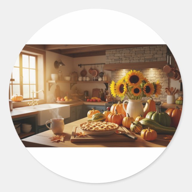 Sticker Rond Cuisine d'automne confortable (Devant)