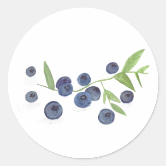 Sticker Rond Cuisine de fruits Blueberries aquarelle rustique c (Devant)